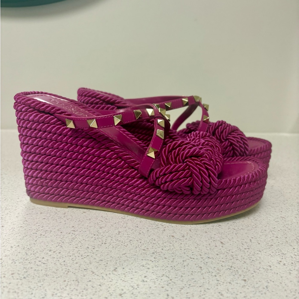Valentino Magenta Wedge Sandals - Size 38
